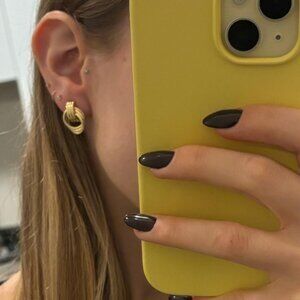 The Bryce mini classy gold chunky ribbed crossed rings stud earrings